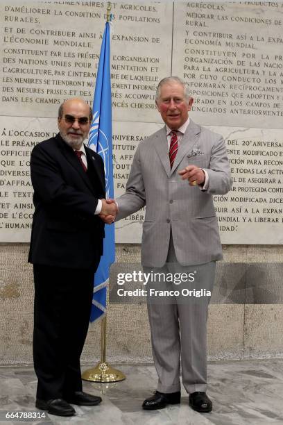 Prince Charles Prince of Wales meets FAO Director General Jose Graziano da Silva as he visits the Food and Agriculture Organization Headquarters in...