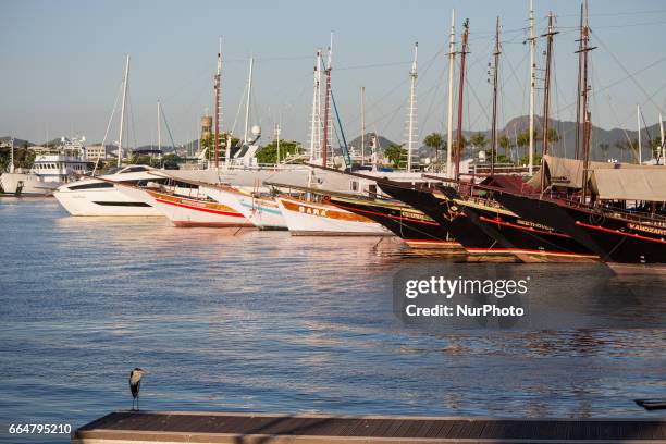 View of the region of Aterro do Flamengo and Marina da Glória, a tourist point of Rio de Janeiro from where you can see the Guanabara Bay, the Sugar...