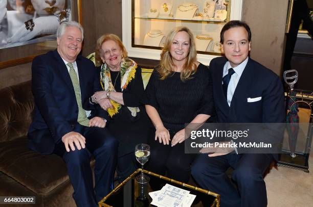 Jamie Figg, Sylvia Mazzola, Patricia Hearst Shaw and George Farias attend Verdura Celebrates the Hearst Castle Preservation Foundation at Verdura...