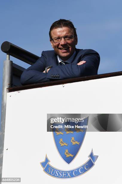 Sussex chief executive Rob Andrew poses for a portrait during a Sussex CCC Photocall at The 1st Central County Ground on April 5, 2017 in Hove,...