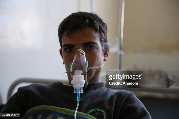 Survivor of the Assad regime's suspected chemical attack in Khan Shaykhun town of Idlib district, receives treatment at an hospital in Idlib, Syria...