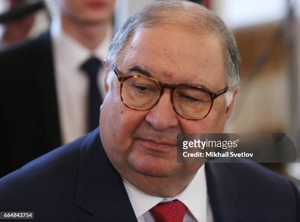 Russian businessman and billionaire Alisher Usmanov attends Russian-Uzbek talks at the Grand Kremlin Palace on April 5, 2017 in Moscow, Russia....
