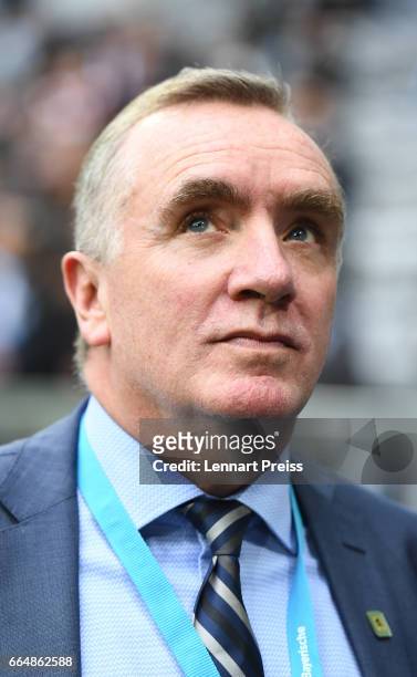 Ian Ayre, managing director of TSV 1860 Muenchen, looks on prior to the Second Bundesliga match between TSV 1860 Muenchen and VfB Stuttgart at...