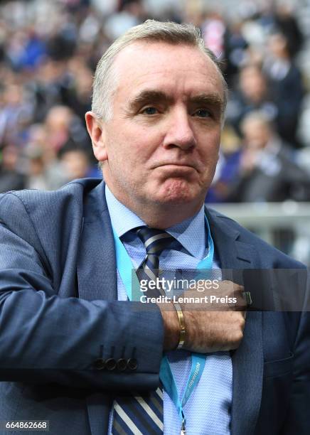 Ian Ayre, managing director of TSV 1860 Muenchen, gestures prior to the Second Bundesliga match between TSV 1860 Muenchen and VfB Stuttgart at...