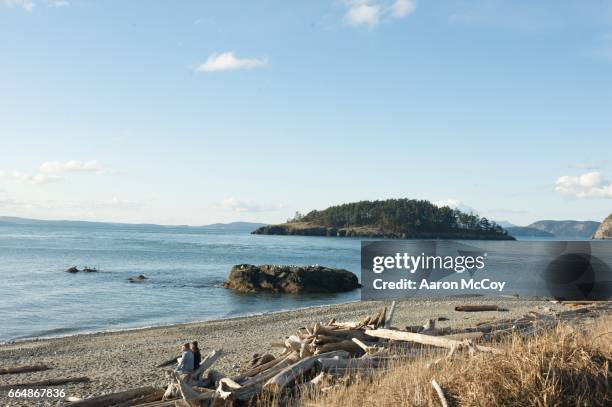 couple at deception pass - whidbey island photos et images de collection