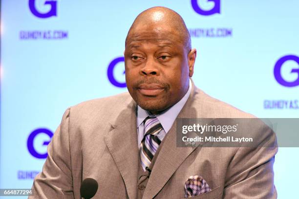 Hall of Famer and former Georgetown Hoyas player Patrick Ewing is introduced as the Georgetown Hoyas' new head basketball coach at John Thompson Jr....