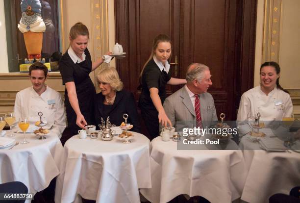 Prince Charles, Prince of Wales and Camilla, Duchess of Cornwall visit Cafe Demel on April 5, 2017 in Vienna, Austria. Their Royal Highnesses...