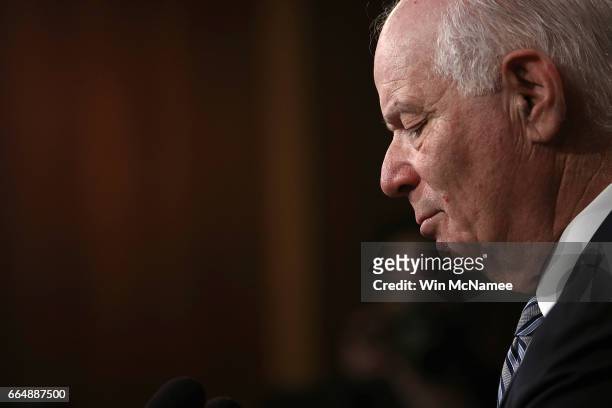 Sen. Ben Cardin speaks during a press conference at the U.S. Capitol April 5, 2017 in Washington, DC. Cardin and Sen. Marco Rubio spoke out on...