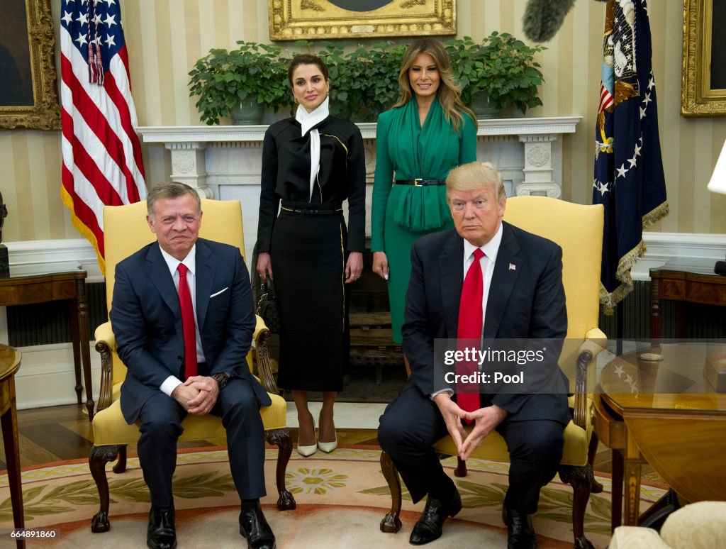 President Trump And First Lady Welcome Jordan's King Abdullah And Queen Rania To White House