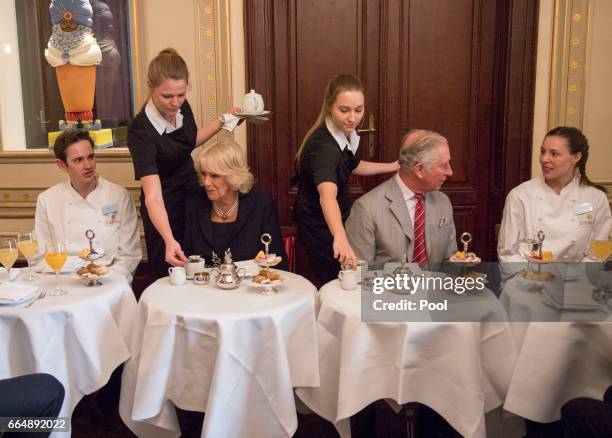 Prince Charles, Prince of Wales and Camilla, Duchess of Cornwall visit Cafe Demel on April 5, 2017 in Vienna, Austria. Their Royal Highnesses...