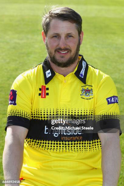 Phil Mustard of Gloucestershire in the NatWest T20 Blast kit during the Gloucestershire County Cricket photocall at The Brightside Ground on April 5,...