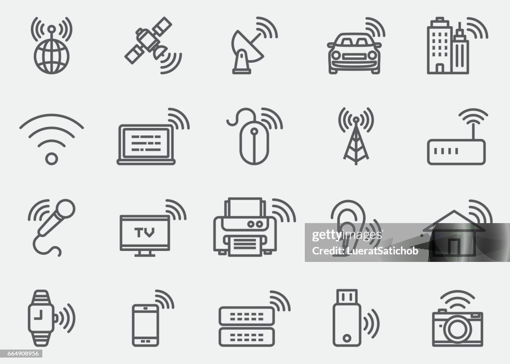 Wireless-Technologie WIFI Linien Icons | EPS 10