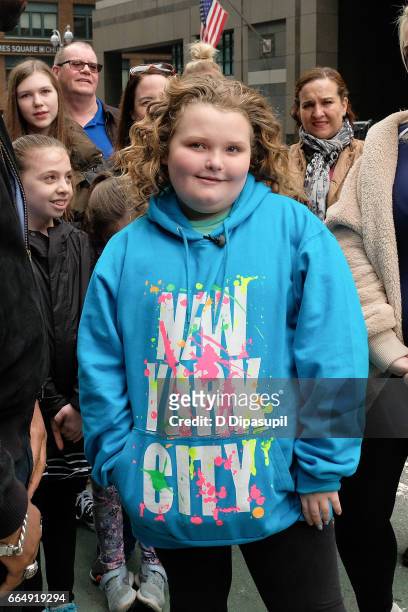 Honey Boo Boo visits "Extra" on April 5, 2017 in New York City.