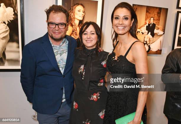 Alan Carr, Debbi Clark and Melanie Sykes attend the Sir Hubert Von Herkomer Arts Foundation 2017 annual exhibition and fundraiser at Alon Fine Arts...