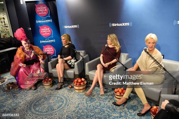 Astrologer Angel Eyedealism, Sonja Morgan, Ramona Singer and Dorinda Medley of The Real Housewives of New York speak during Jenny McCarthy's series,...