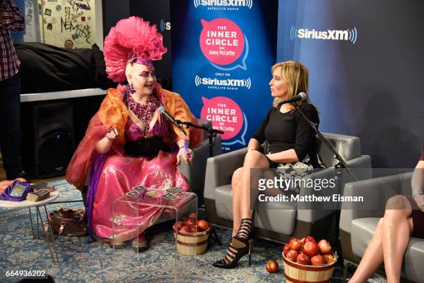 Astrologer Angel Eyedealism and Sonja Morgan of The Real Housewives of New York speak during Jenny McCarthy's series, 'Inner Circle,' on her SiriusXM...