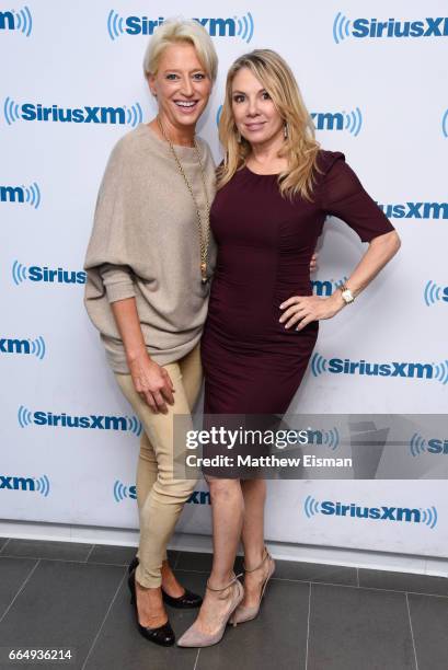 Dorinda Medley and Ramona Singer of The Real Housewives of New York visit SiriusXM Studios on April 5, 2017 in New York City.