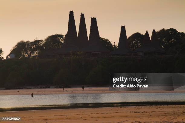 indonesia, sumba island, wainyapu village at sunset - sumba stock pictures, royalty-free photos & images