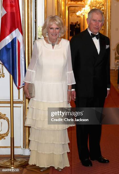 Prince Charles, Prince of Wales and Camilla, Duchess of Cornwall arrive at the Hofburg Palace for a State Dinner on April 5, 2017 in Vienna, Austria....