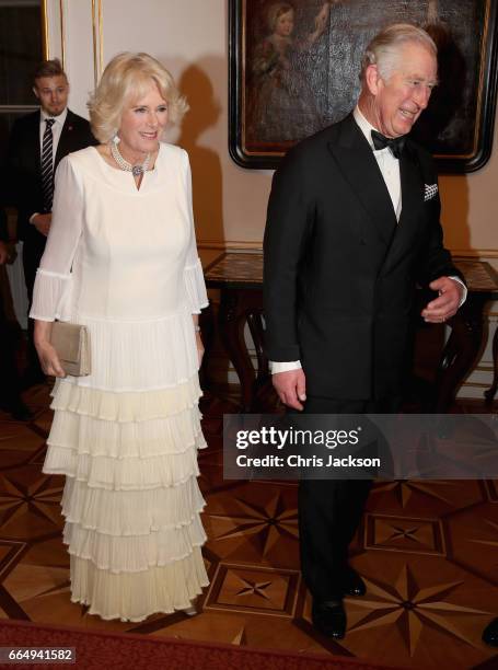 Prince Charles, Prince of Wales and Camilla, Duchess of Cornwall arrive at the Hofburg Palace for a State Dinner on April 5, 2017 in Vienna, Austria....