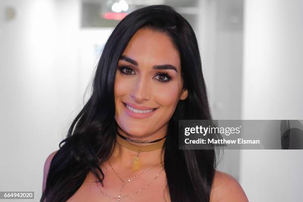 Professional wrestler Nikki Bella visits SiriusXM Studios on April 5, 2017 in New York City.