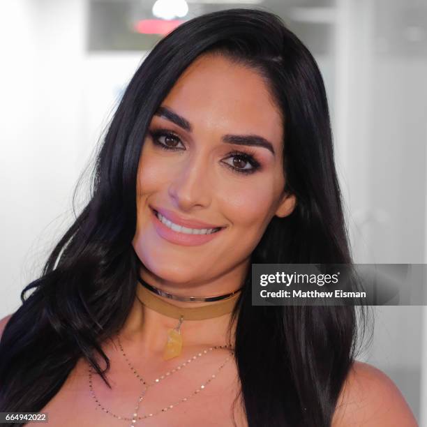 Professional wrestler Nikki Bella visits SiriusXM Studios on April 5, 2017 in New York City.