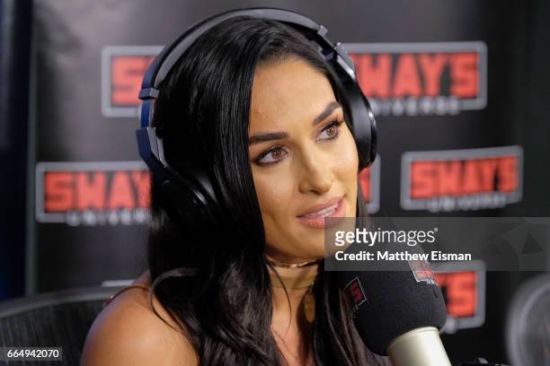 Professional wrestler Nikki Bella visits 'Sway in the Morning' on Eminem's exclusive SiriusXM channel, Shade 45 at SiriusXM Studios on April 5, 2017...