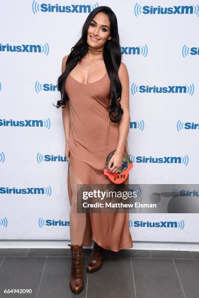 Professional wrestler Nikki Bella visits SiriusXM Studios on April 5, 2017 in New York City.