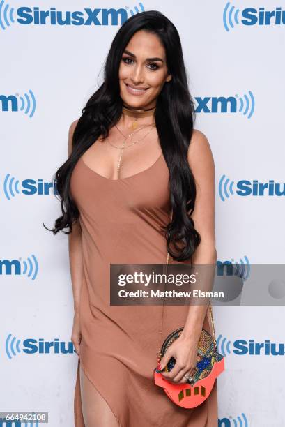 Professional wrestler Nikki Bella visits SiriusXM Studios on April 5, 2017 in New York City.