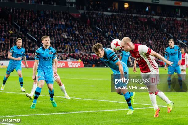 Rens van Eijden of AZ, Mattias Johansson of AZ, Nick Viergever of Ajax, Stijn Wuytens of AZ, Davy Klaassen of Ajax, Mats Seuntjens of AZduring the...