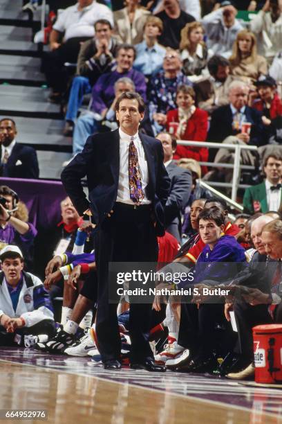 Western Conference All-Stars Head Coach Paul Westphal looks on during the 1993 NBA All-Star Game on February 21, 1993 at the Delta Center in Salt...