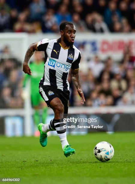 Vurnon Anita of Newcastle United controls the ball during the Sky Bet Championship Match between Newcastle United and Burton Albion at St.James' Park...