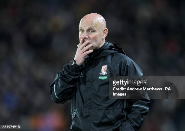 Middlesbrough manager Steve Agnew during the Premier League match at St Mary's Stadium, Southampton.