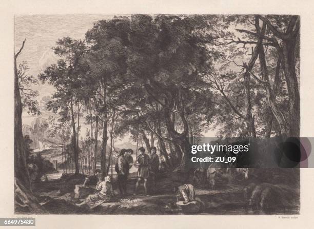 the philosopher's wood, painted (after 1645) by salvator rosa, florence - florence italy stock illustrations
