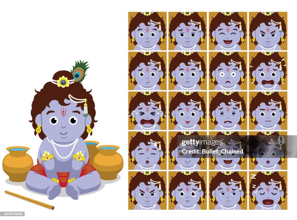 Hindu God Krishna Cartoon Emotion Faces Vector Illustration High-Res Vector  Graphic - Getty Images