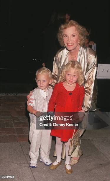 Actress Nanette Fabray celebrates her 80th birthday with her grandchildren at Spencer's Restaurant October 2, 2000 in Pasadena, CA.