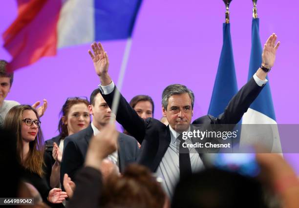 Former French prime minister and French presidential election candidate for the right-wing "Les Republicains" political party Francois Fillon...