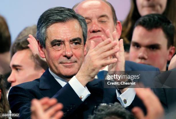 Former French prime minister and French presidential election candidate for the right-wing "Les Republicains" political party Francois Fillon...