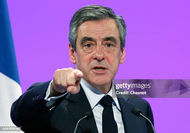 Former French prime minister and French presidential election candidate for the right-wing "Les Republicains" political party Francois Fillon...