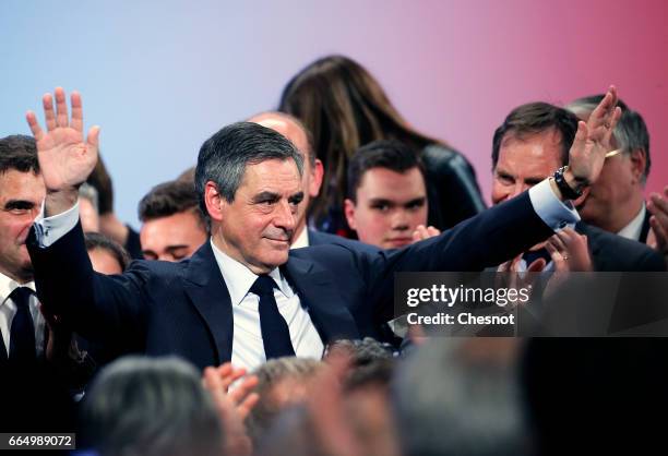 Former French prime minister and French presidential election candidate for the right-wing "Les Republicains" political party Francois Fillon...