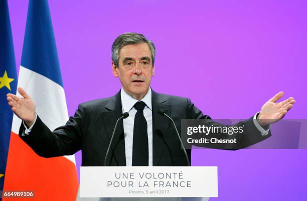 Former French prime minister and French presidential election candidate for the right-wing "Les Republicains" political party Francois Fillon...