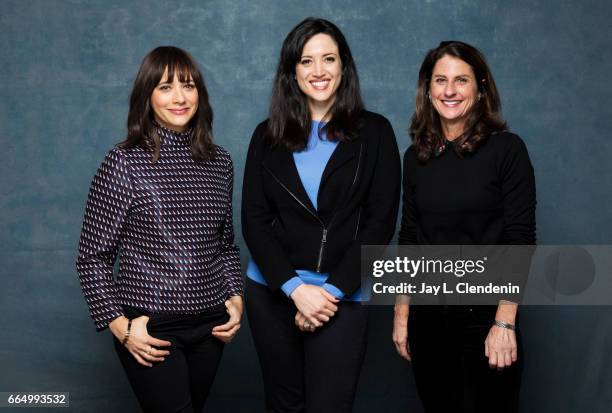 Rashida Jones, Jill Bauer, and Ronna Gradus, from the film, "Hot Girlds Wanted: Turned On," are photographed at the 2017 Sundance Film Festival for...