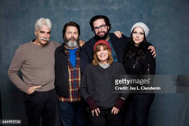 Actor Sam Elliott, actor Nick Offerman, director Brett Haley, actress Katharine Ross, and actress Laura Prepon, from the film The Hero, are...