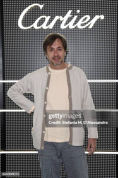 Designer Mark Newson is seen at Precious Garage installation designed for Cartier on April 5, 2017 in Milan, Italy.