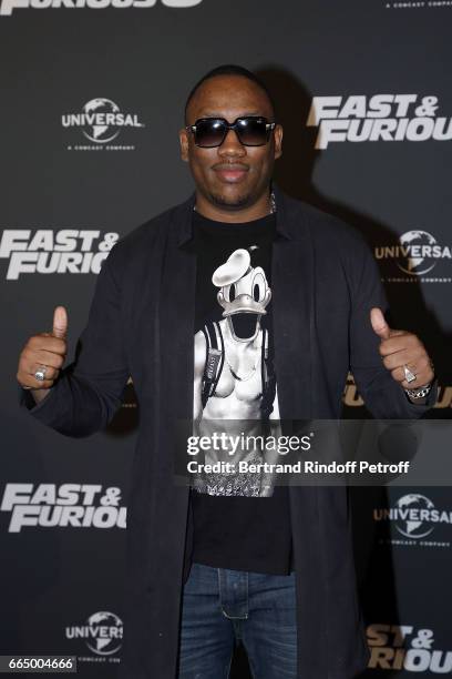Rapper Mokobe attends "Fast & Fourious 8" Paris Premiere at Le Grand Rex on April 5, 2017 in Paris, France.