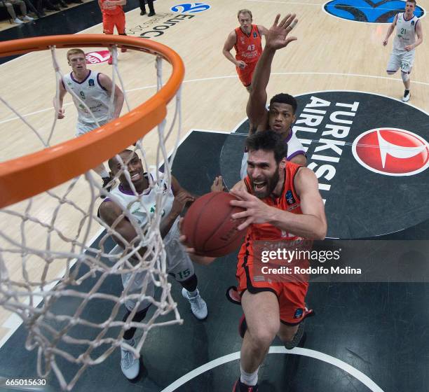 Fernando San Emeterio of Valencia Basket in action during the 2016-2017 7Days Eurocup Finals Leg 3 Valencia Basket v Unicaja Malaga at Pabellon...