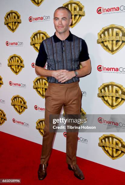 Actor Chris Pine attends the Warner Bros. Pictures presentation during CinemaCon at The Colosseum at Caesars Palace on March 29, 2017 in Las Vegas,...