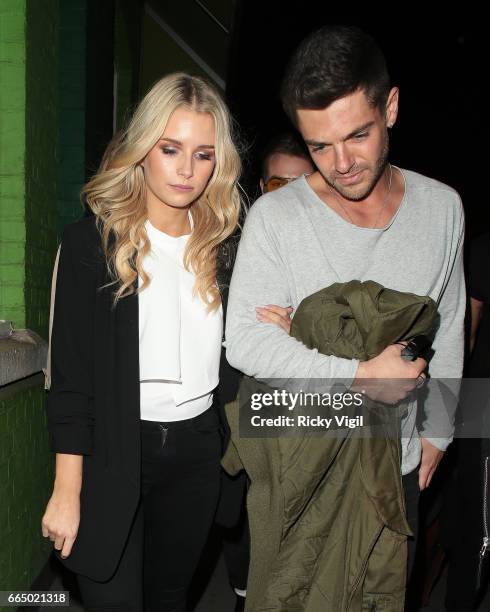 Lottie Moss and Alex Mytton seen on a night out with friends at Jack's restaurant on April 5, 2017 in London, England.