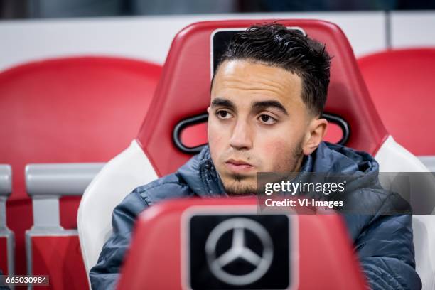 Abdelhak Nouri of Ajaxduring the Dutch Eredivisie match between Ajax Amsterdam and AZ Alkmaar at the Amsterdam Arena on April 05, 2017 in Amsterdam,...