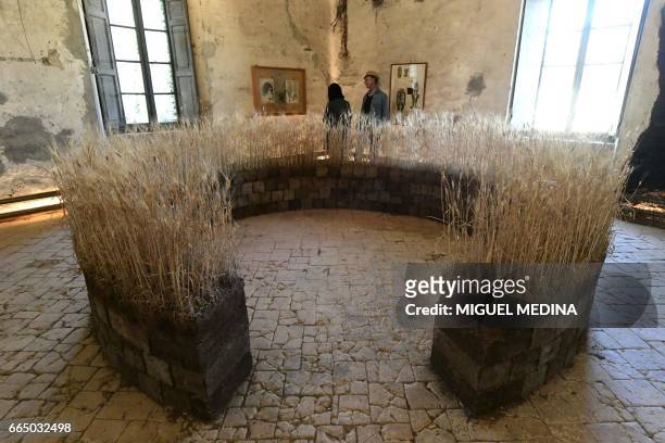 People visit the Shit Museum in the Castelbosco castle of Gragnano Trebbiense on march 28, 2017. The idea of the Shit Museum founded in 2015 by...